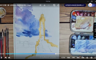 画画的肥龙归野风景水彩团练10课【画质高清只有视频】