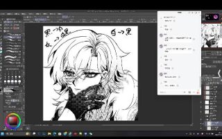 枭桜老师黑白漫画风格头像团练课2025【画质高清有课件笔刷】